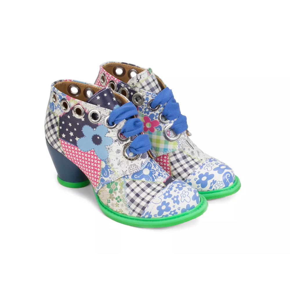 JOHN FLUEVOG East End Pandora Ankle Boot with Eyelets Patchwork - Picture 2 of 7